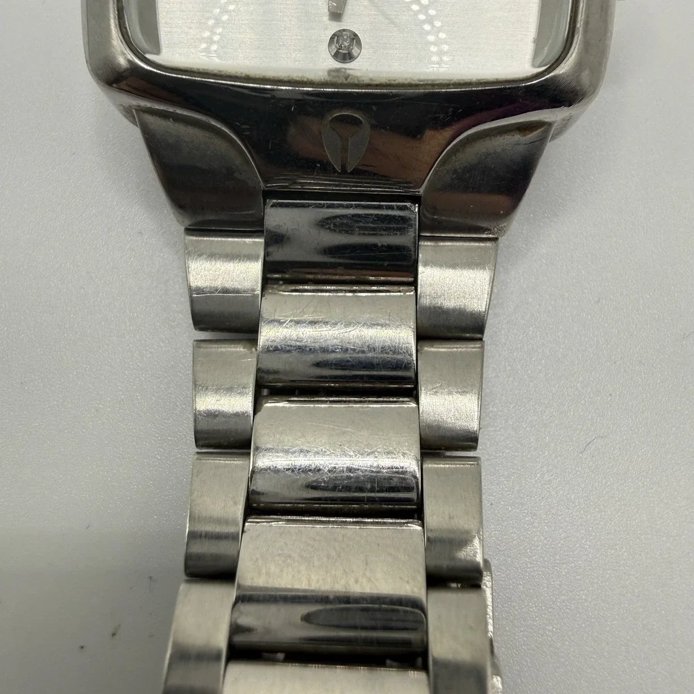 Nixon Small Player VIP Pass Stainless Steel Square Women Watch Silver Dial‎